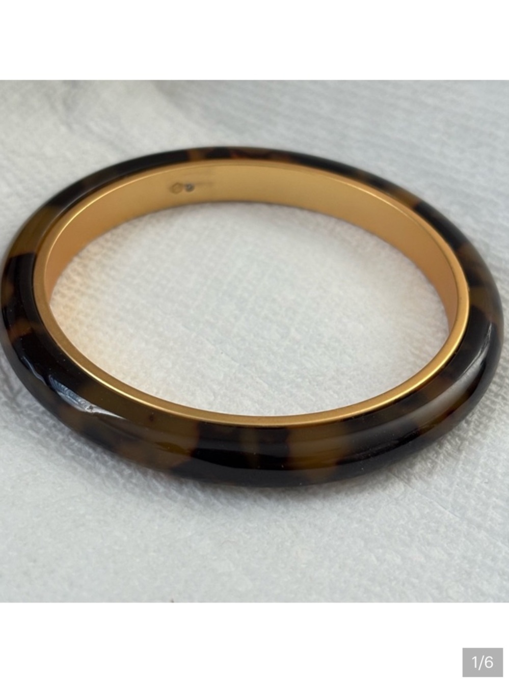 NWOT Julie Vos Tortoise Resin Bangle with Gold Interior